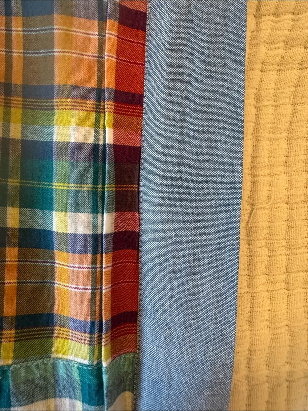 Vintage Ralph Lauren Home Madras Patchwork Plaid Cotton Shower Curtain